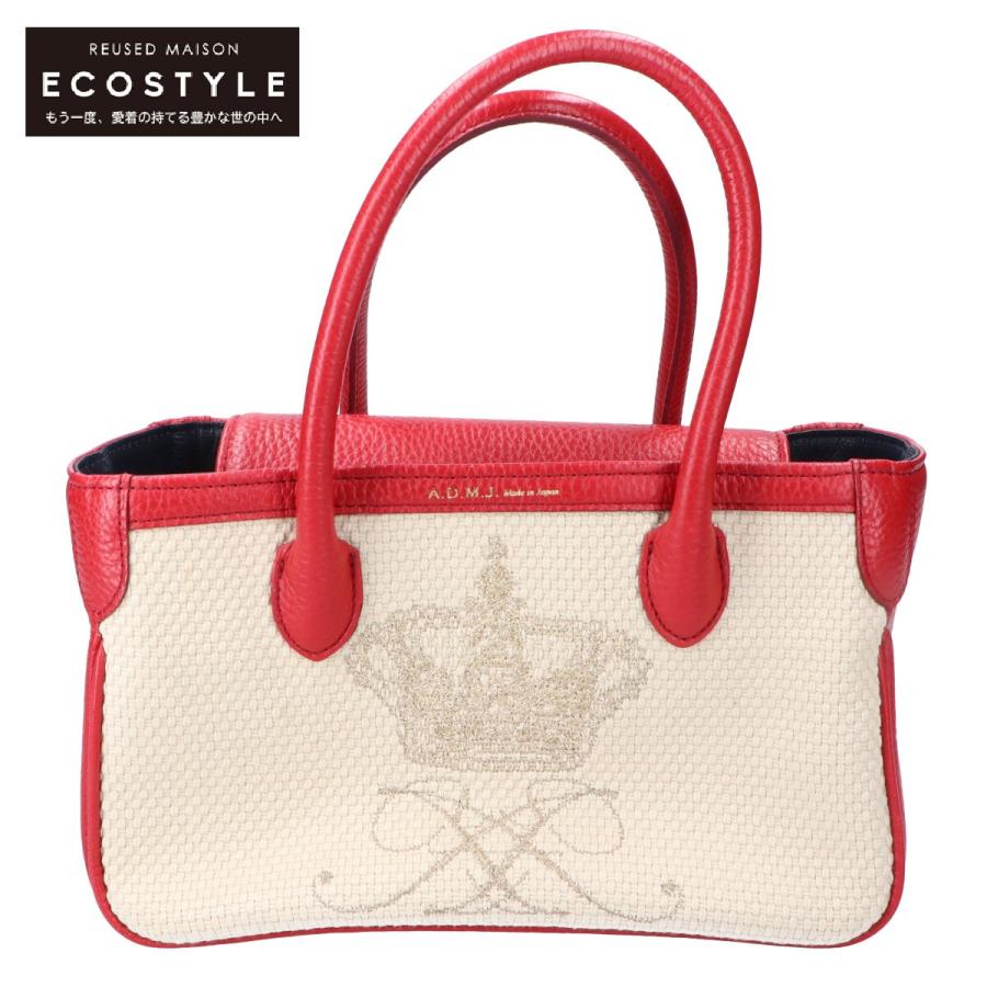 美品 A.D.M.J. Accessoires De Mademoiselle ADMJ レザーxキャンバス 