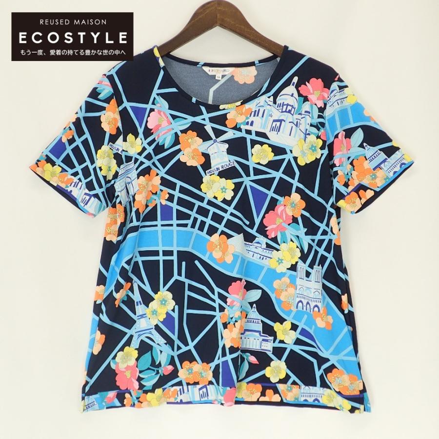LEONARD レオナール ネイビーブルー 19SS 花柄×お城 Tシャツ ネイビー