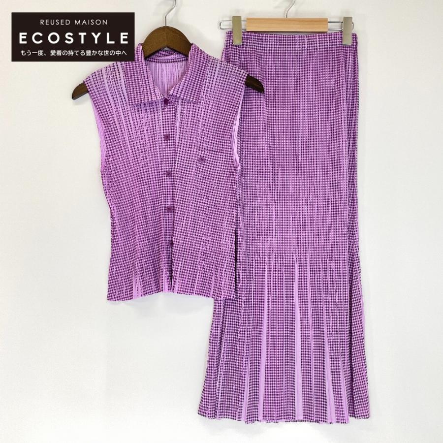 プリーツプリーズ　PLEATS PLEASE ギンガムチェック　ブラウス 美品 PLEATS PLEASEプリーツプリーズ PP22-JE851/JG855 ギンガム
