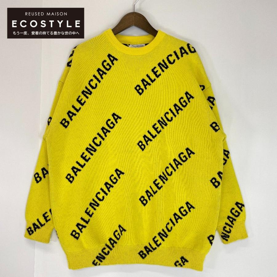 BALENCIAGA（バレンシアガ） 20AW イエロー 657528 総ロゴ 長袖ニット