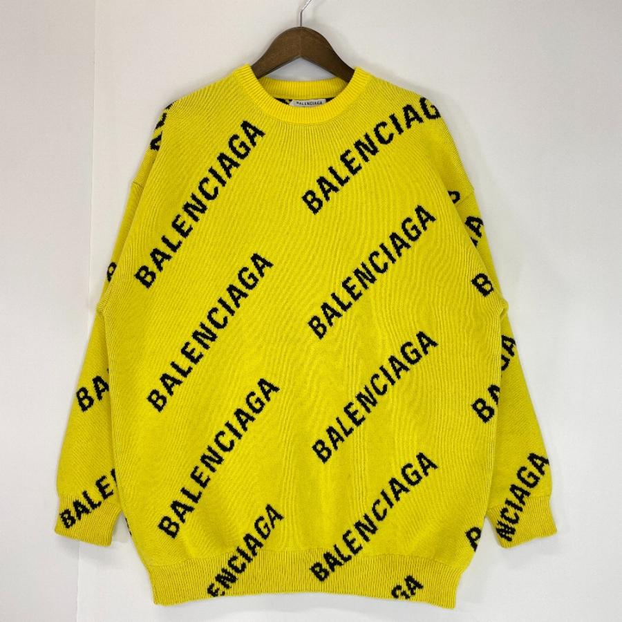 BALENCIAGA（バレンシアガ） 20AW イエロー 657528 総ロゴ 長袖ニット
