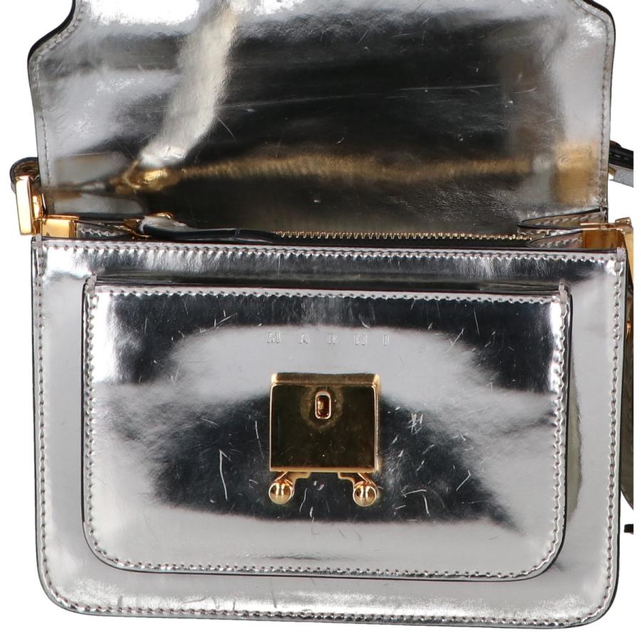 MARNI マルニ カーフスキン トランク ミニ ショルダーバッグ シルバー 