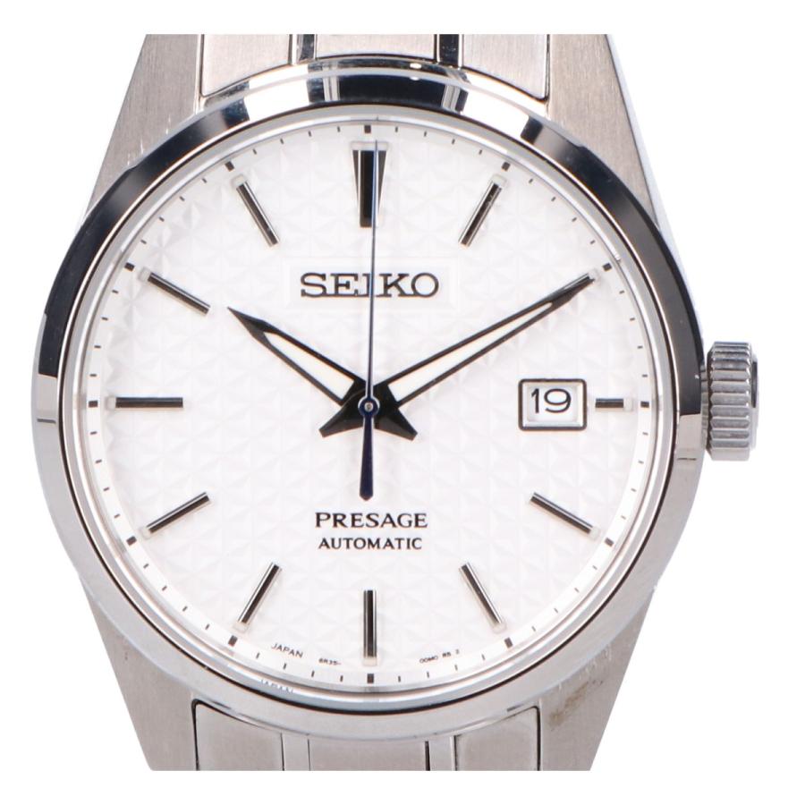 SEIKO PRESAGE 自動巻き時計 シルバー 文字盤ホワイト 美品