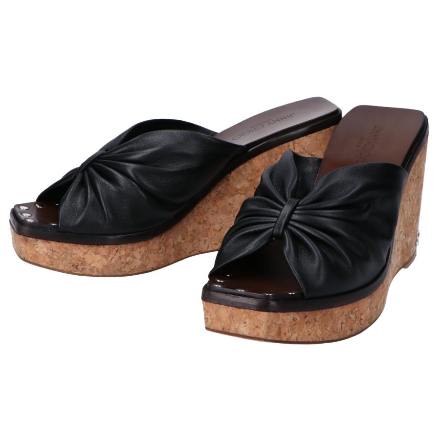 美品 JIMMY CHOO ジミーチュウ JUNE 90 ナッパレザー コルク