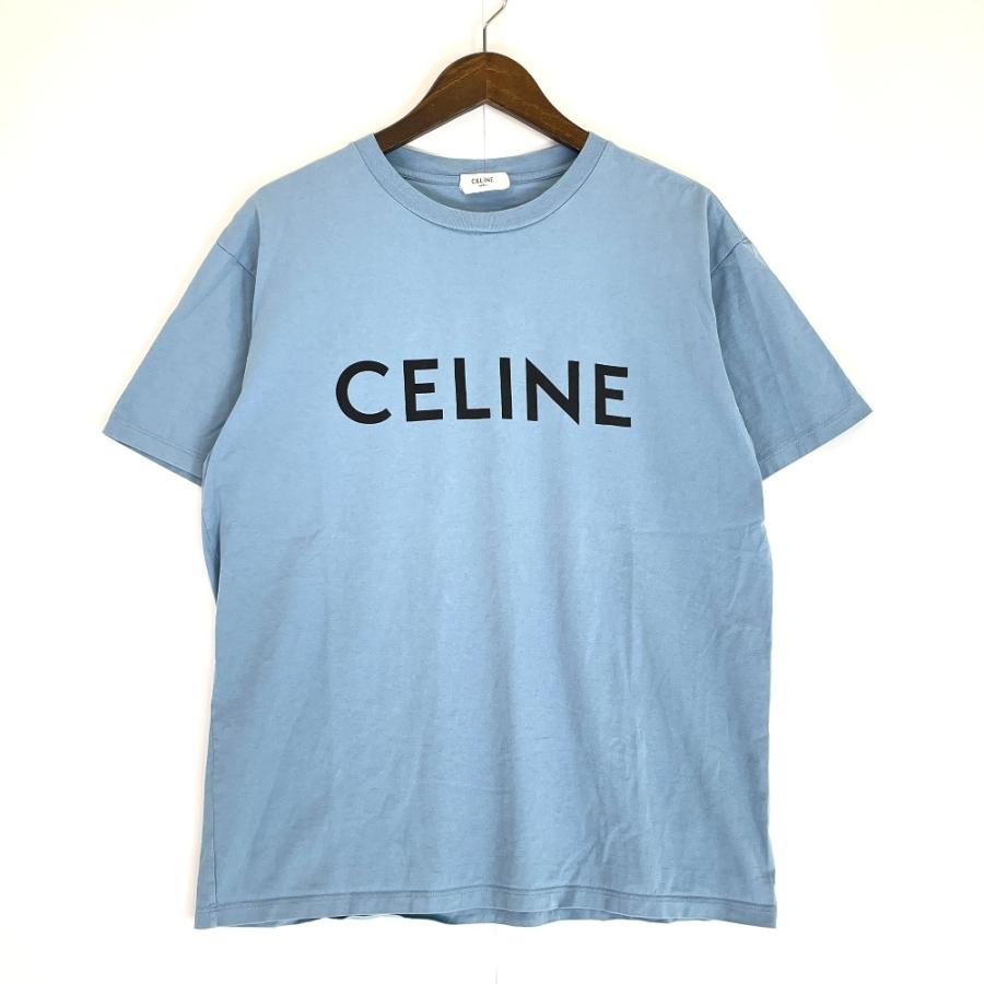 CELINE セリーヌ ブルー 2X681671Q ロゴ ルーズTシャツ XS CELINE セリーヌ ブルー 2X681671Q ロゴ ルーズTシャツ XS
