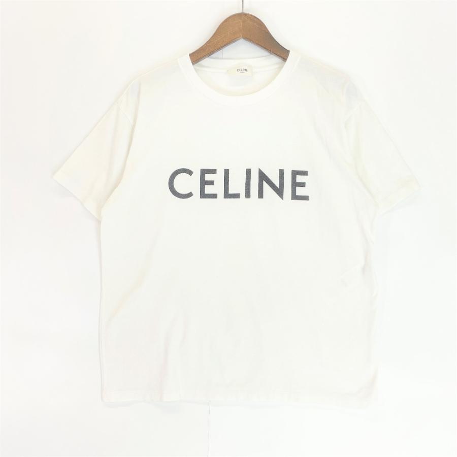 CELINE セリーヌ ホワイト 2X681671Q ロゴ ルーズTシャツ XS トップス 