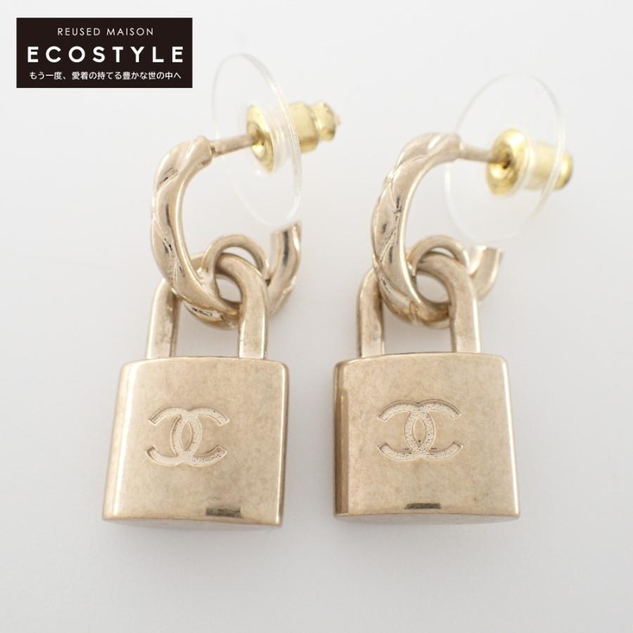 CHANEL シャネル B21P CCココマーク カデナ ピアス ゴールド 