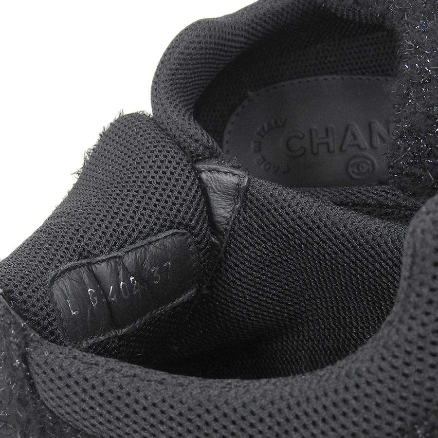 CHANEL 美品 シャネル ツイード × メッシュ ココマーク スニーカー 