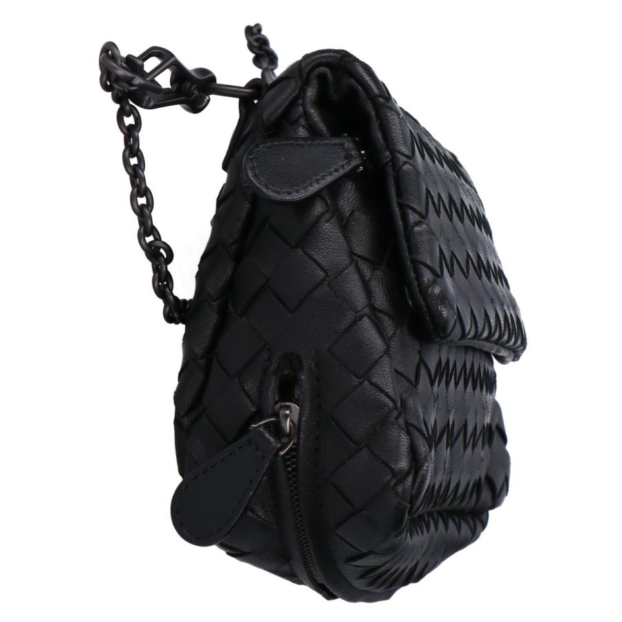 ボッテガヴェネタ　イントレチャート　ショルダーバッグ　チェーン　ミニ　ブラック 美品 BOTTEGA VENETA ボッテガヴェネタ イントレチャート チェーンミニ