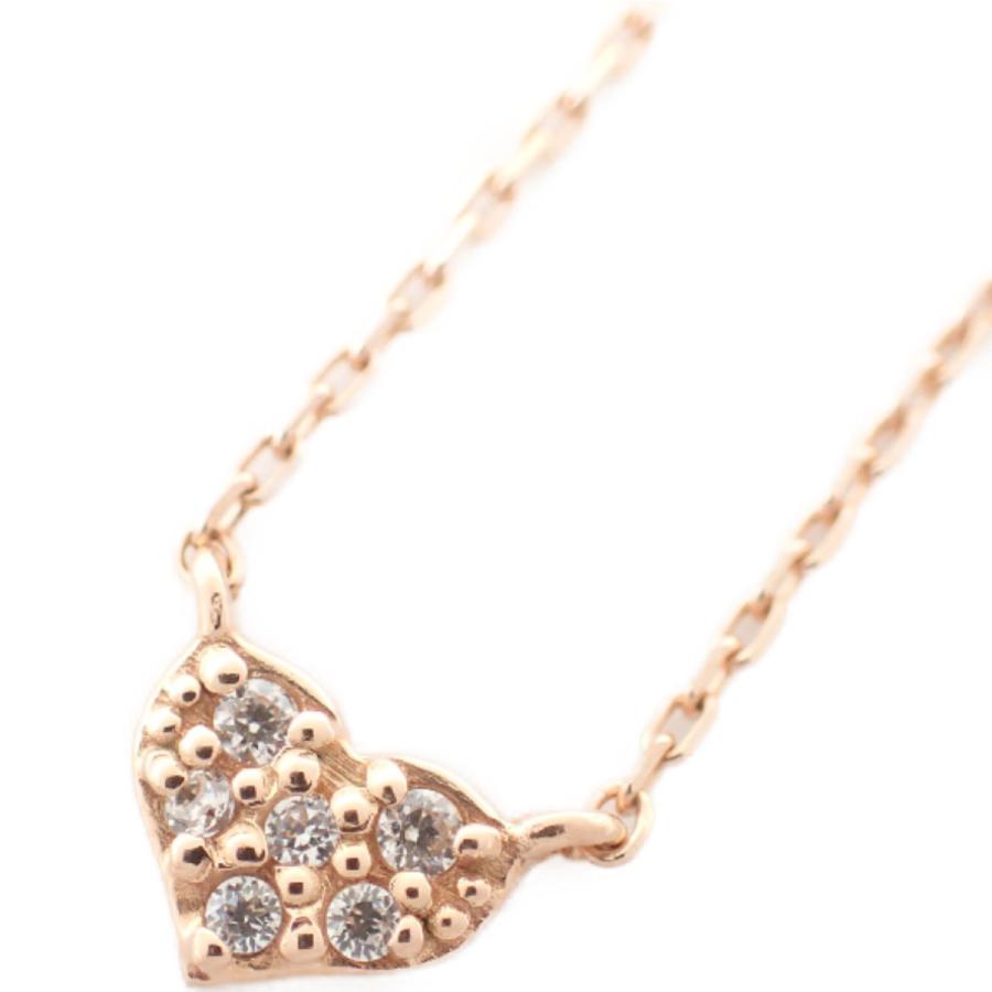 ete（エテ） 美品 K10 ダイヤモンド ハートモチーフ ネックレス ピンク 