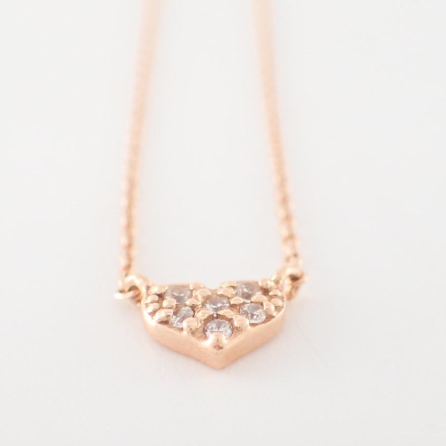 ete（エテ） 美品 K10 ダイヤモンド ハートモチーフ ネックレス ピンク 