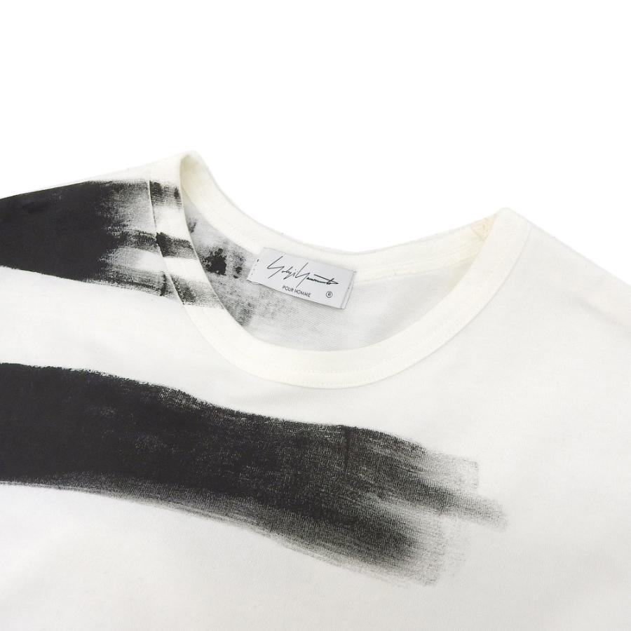yohji yamamoto POUR HOMME / BRUSHED 5-STRIPE T-SHIRT/3/コットン/WHT/ストライプ/hz-t50-079 Yohji Yamamoto POUR HOMME ヨウジヤマモトプールオム BRUSHED 5