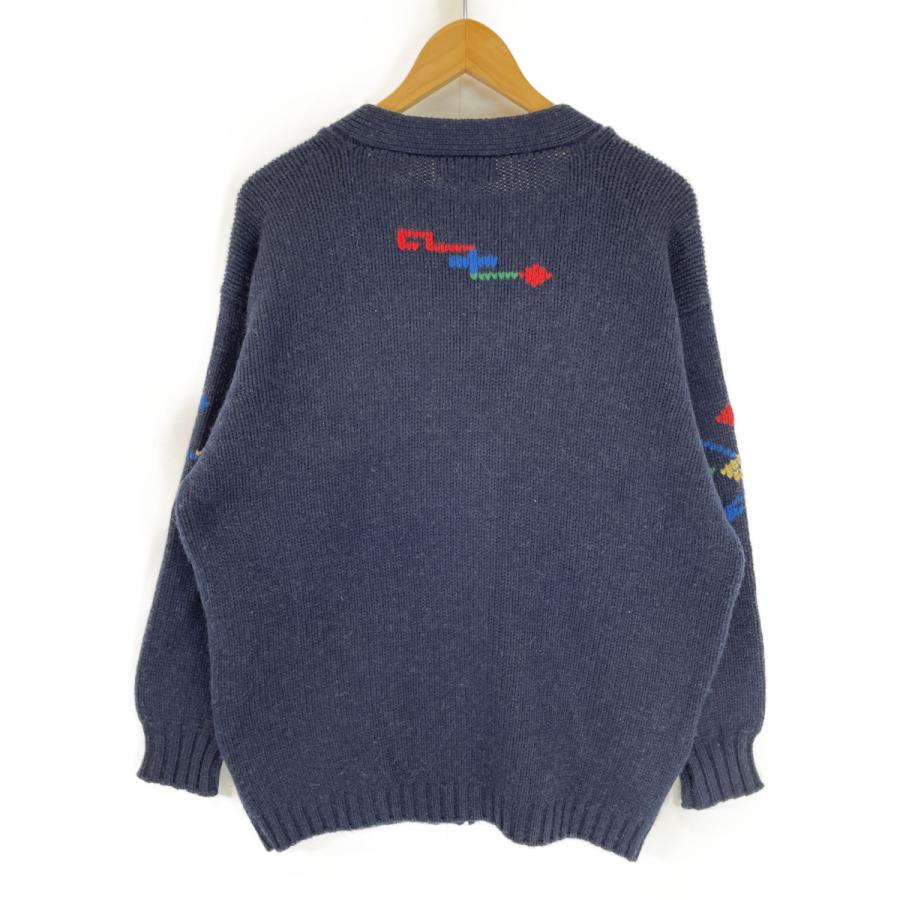 MALO マーロ ネイビー カシミヤ100 総柄 ニットカーディガン M  