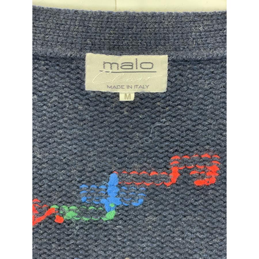 秋冬　カシミア100% カーディガン　ニットコート　malo マーロ MALO（マーロ） ネイビー カシミヤ100 総柄 ニットカーディガン