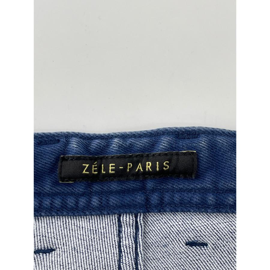 ZELE-PARIS ゼルパリ ライトブルー パッチクロコ ストレッチ デニム 