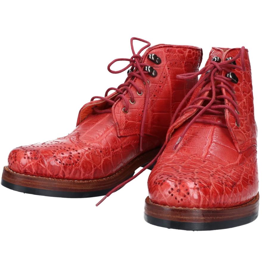 新品同様/ ZELE-PARIS ゼルパリ クロコダイル ウイングチップ レース