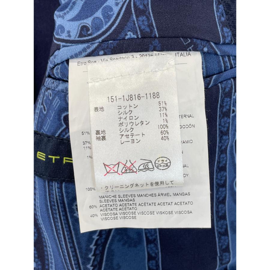 ETRO エトロ ネイビー 151-1J816-1188 ペイズリー柄 テーラード ETRO エトロ ネイビー 151-1J816-1188 ペイズリー柄 テーラード