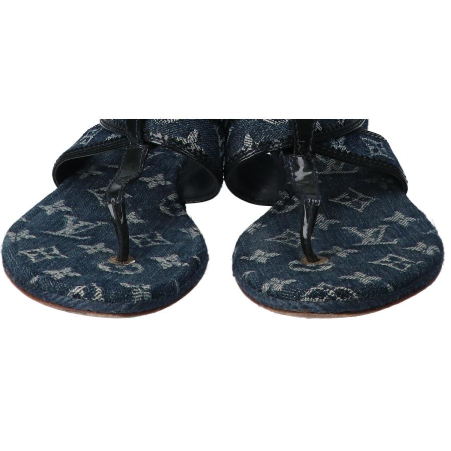ルイヴィトン　モノグラム　ストラップ フラット サンダル　38 LOUIS VUITTON ルイ ヴィトン モノグラムデニム ストラップ