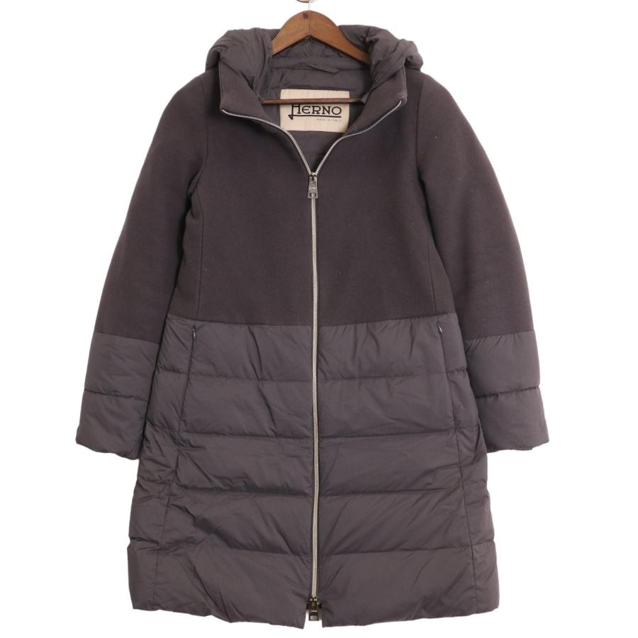 HERNO ヘルノ PI0848D-39601-9450 DIAGONAL WOOL AND NUAGE PARKA グレー 40 コート ...