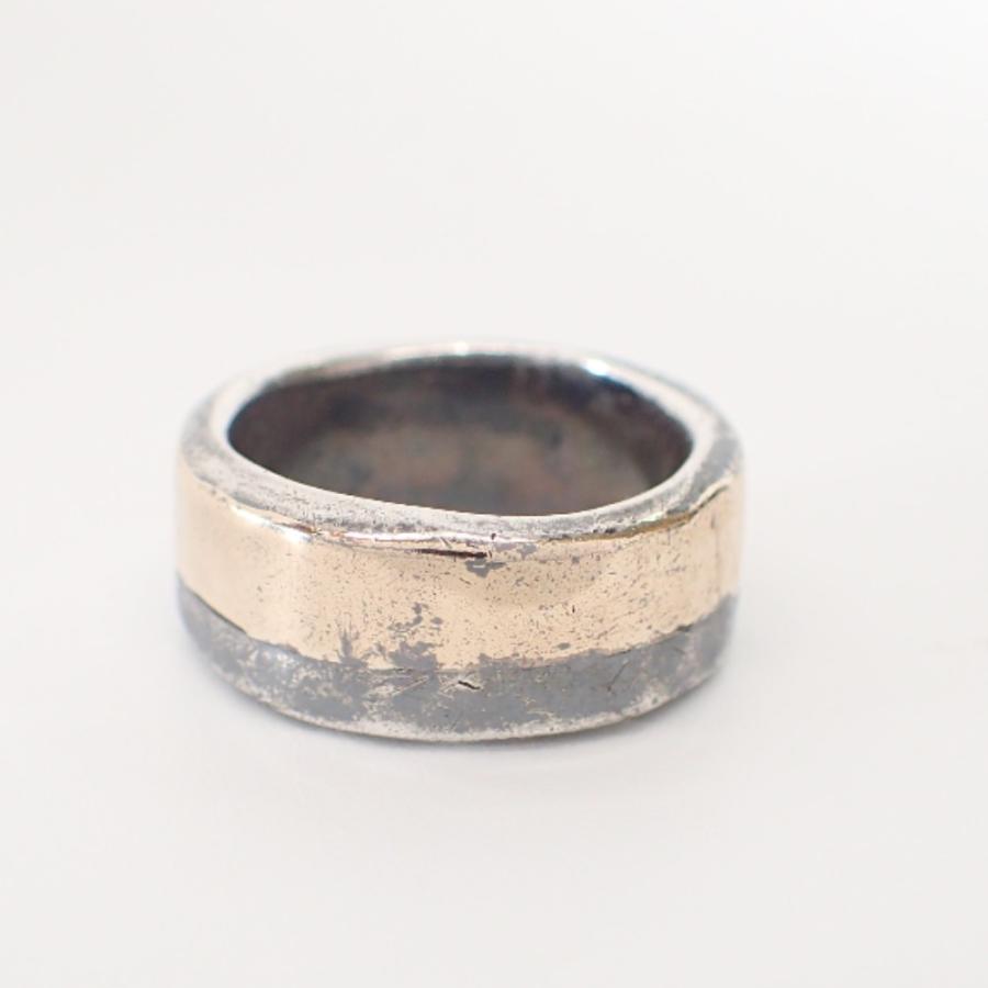 ICHIMATSU 市松 SILVER/K14 ハンマリング 8mm ツートン リング・指輪