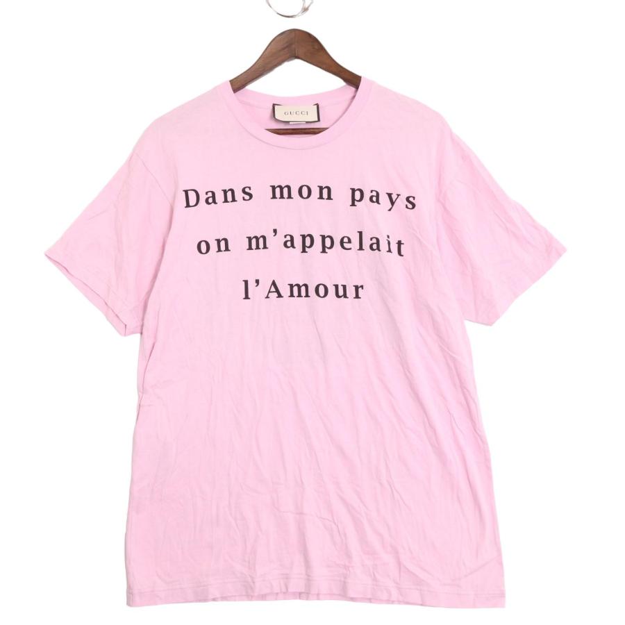 GUCCI（グッチ） ピンク 539081 バックスカルプリント Tシャツ ピンク