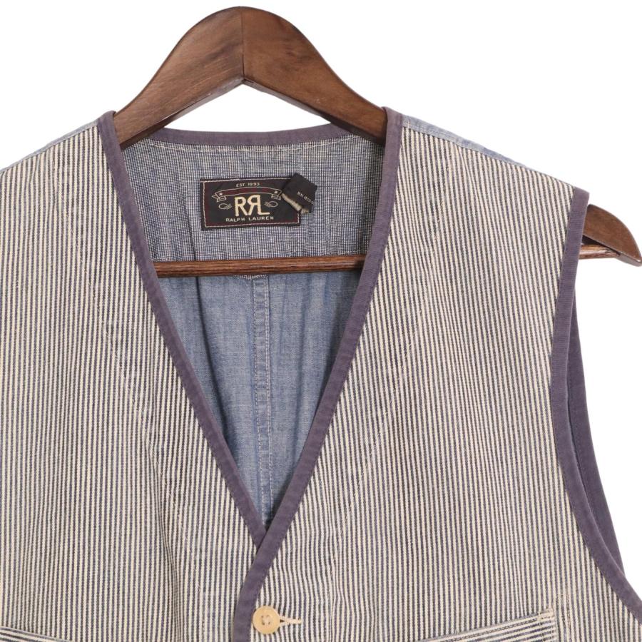 ダブルアールエル ヒッコリー×シャンブレー フラップポケット ベスト  RENNES WAISTCOAT VEST L RRL ダブルアールエル ヒッコリー×シャンブレー フラップポケット