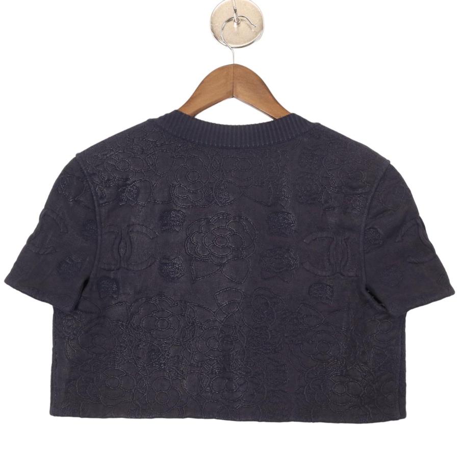 【入手困難・美品】シャネル☆シルク レース ニット Tシャツ バイカラー 紺 M CHANEL（シャネル） ネイビー 15P P51297K06587 ココマークロゴ