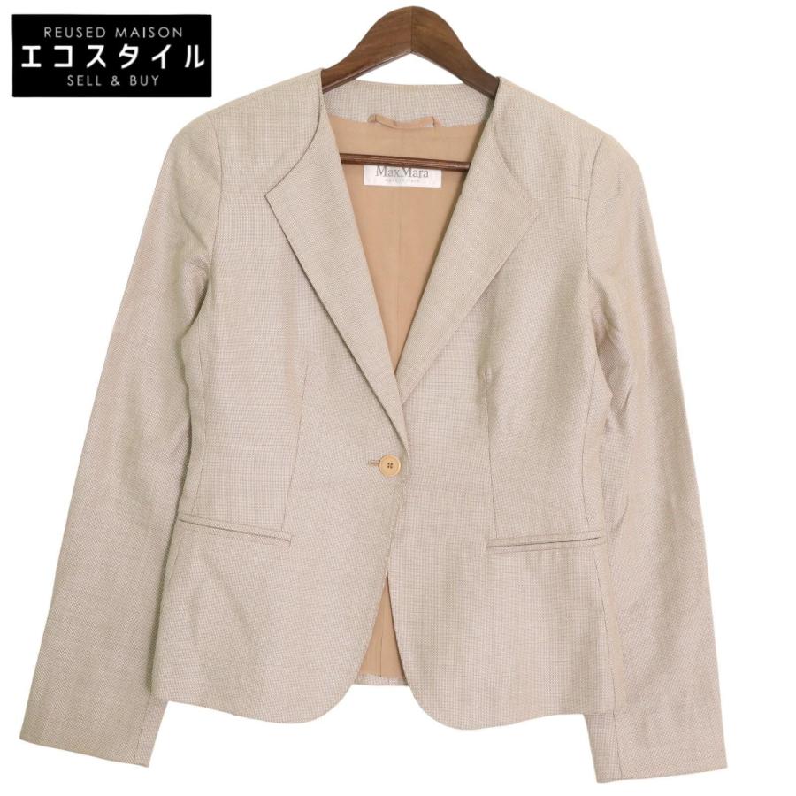 Max Mara マックスマーラ　ノーカラージャケット　38 Max Mara マックスマーラノーカラージャケット38
