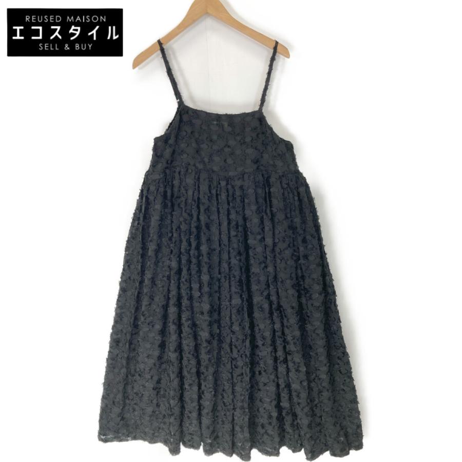Uhr ウーア 22AW 黒 フェザー刺繍 キャミワンピース Camisole Volume  