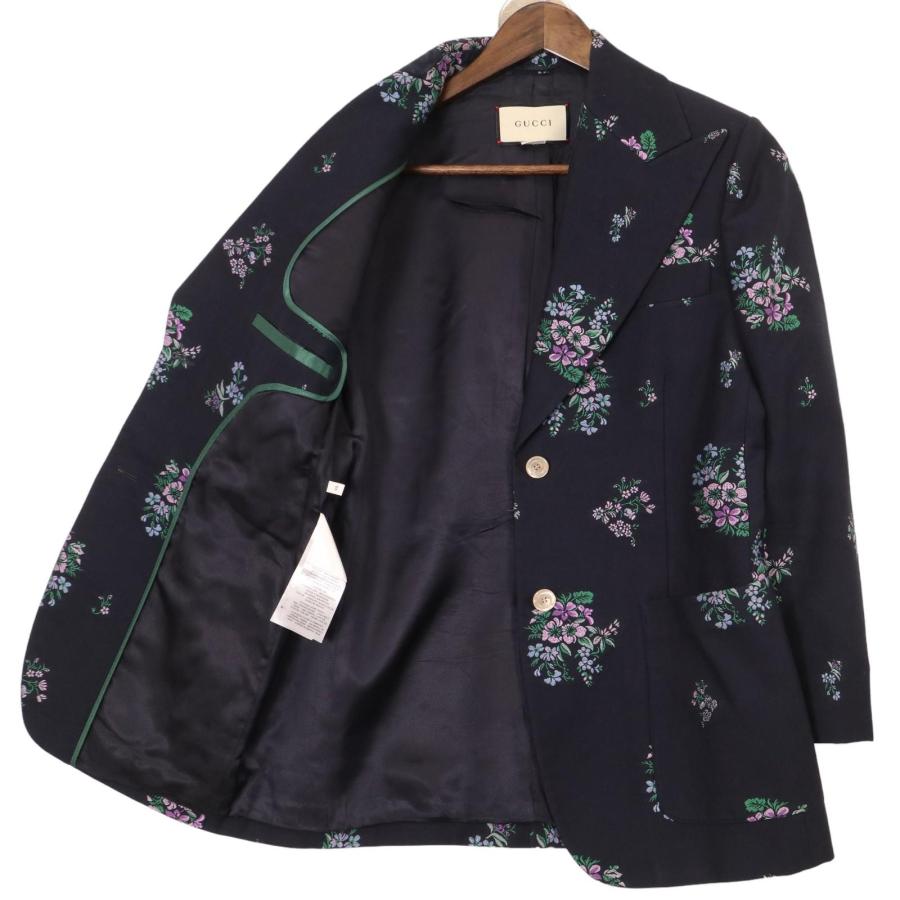 GUCCI（グッチ） ネイビー 18年 501147 ZLM27 ラベンダー 花刺繍 2B