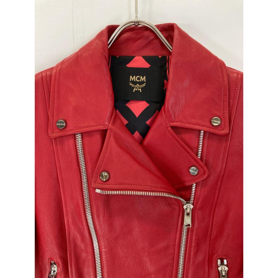 MCM エムシーエム レッド レザー ダブルライダース ジャケット レッド