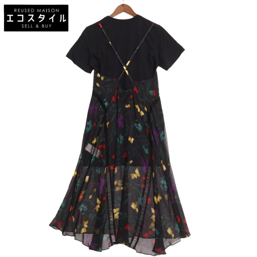 sacai サカイ ネイビー 24-07302 Floral Print Cotton Jersey Dress  