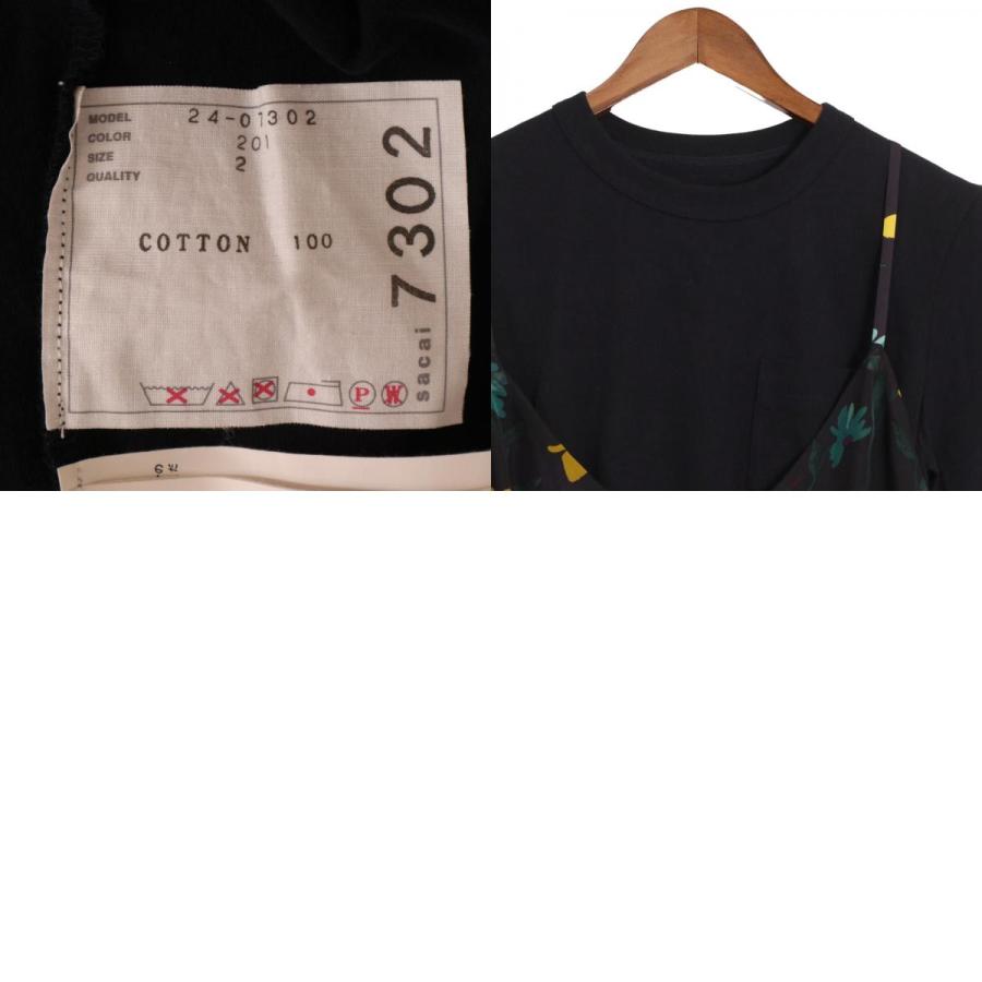 sacai サカイ ネイビー 24-07302 Floral Print Cotton Jersey Dress  