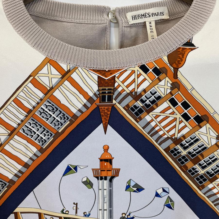 国内正規 HERMES エルメス マルジェラ期 シルクプリント 切り替え半袖 
