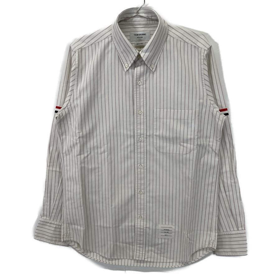 THOM BROWNE トムブラウン ホワイト ピンストライプ 長袖シャツ THOM BROWNE トムブラウン ホワイト ピンストライプ 長袖シャツ