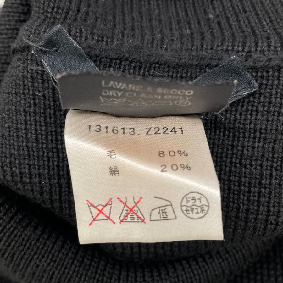 【GUCCI】 ブラック リブニット トップス M　オールシルク GUCCI】 ブラック リブニット トップス M オールシルク