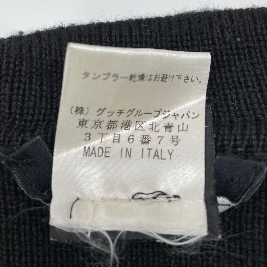 【GUCCI】 ブラック リブニット トップス M　オールシルク GUCCI】 ブラック リブニット トップス M オールシルク