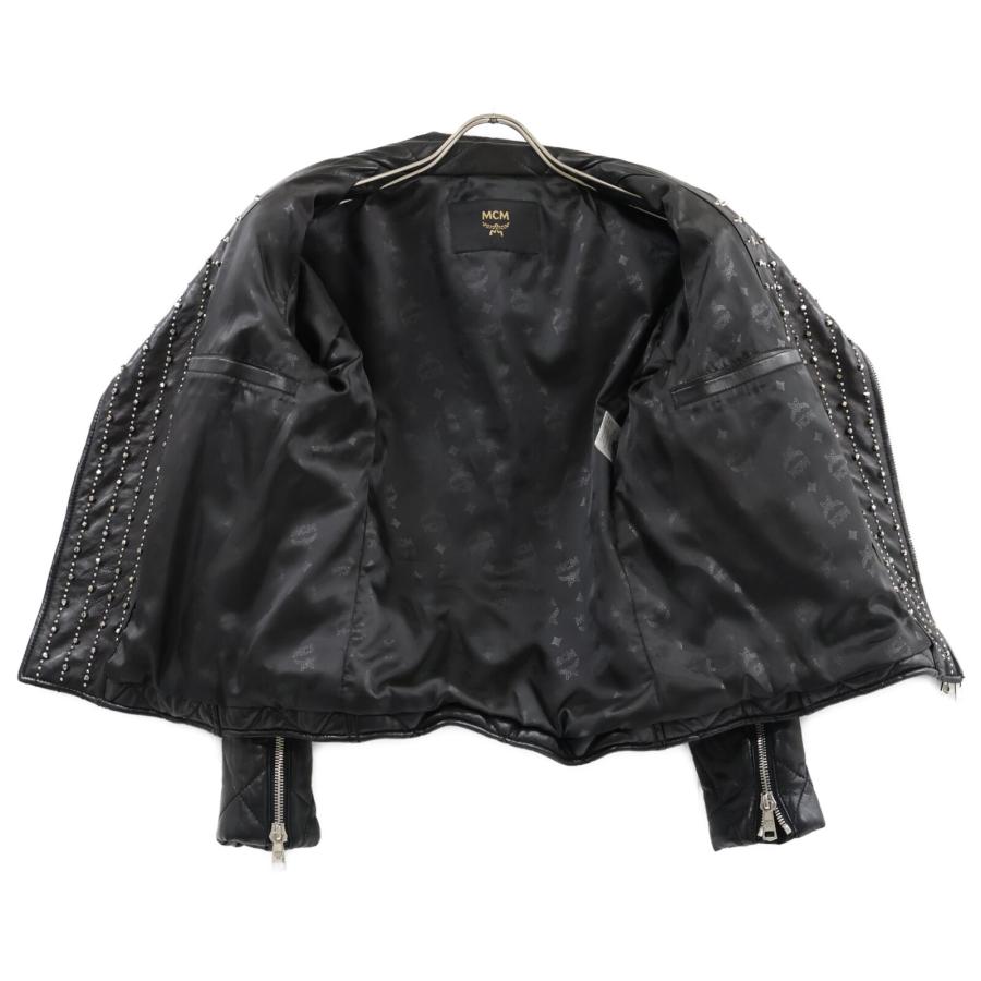 MCM エムシーエム ブラック ラムレザー スタッズ ライダースジャケット  