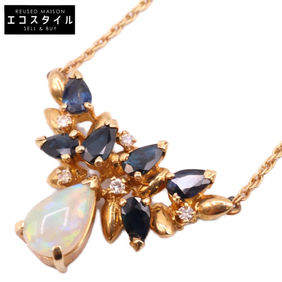 GIVENCHY ジバンシィ K18YG オパール×サファイア×ダイヤ ネックレス  