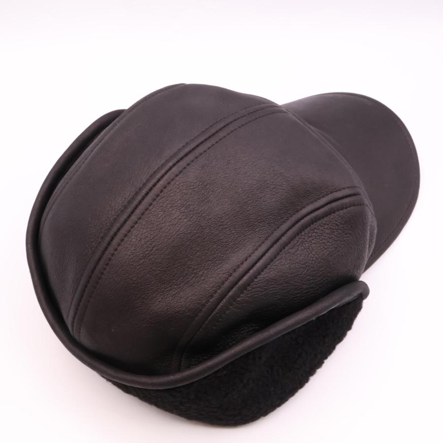 美品/ HERMES エルメス レザー ムートン フライトキャップ 帽子 61