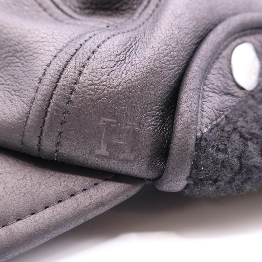 美品/ HERMES エルメス レザー ムートン フライトキャップ 帽子 61