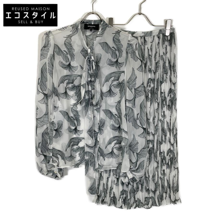 ロシャス ホワイト R0WV35089A-RV076 花柄ブラウス セットアップ 38 ROCHAS ロシャス ホワイト R0WV35089A-RV076 花柄ブラウス