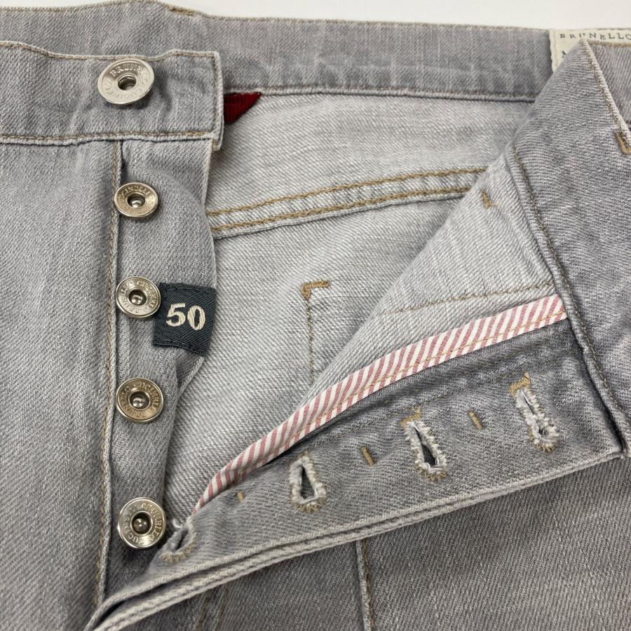 ブルネロクチネリ ライトグレー MH202X1600 LEISURE FIT ダメージ加工 ベイカー デニムパンツ 50 BRUNELLO CUCINELLI ブルネロクチネリ ライトグレー MH202X1600