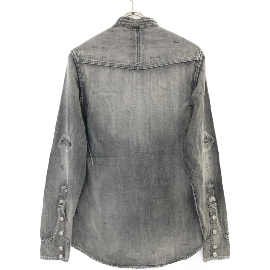 BALMAIN バルマン RH12159Z034 グレー ダメージ デニムシャツ グレー  