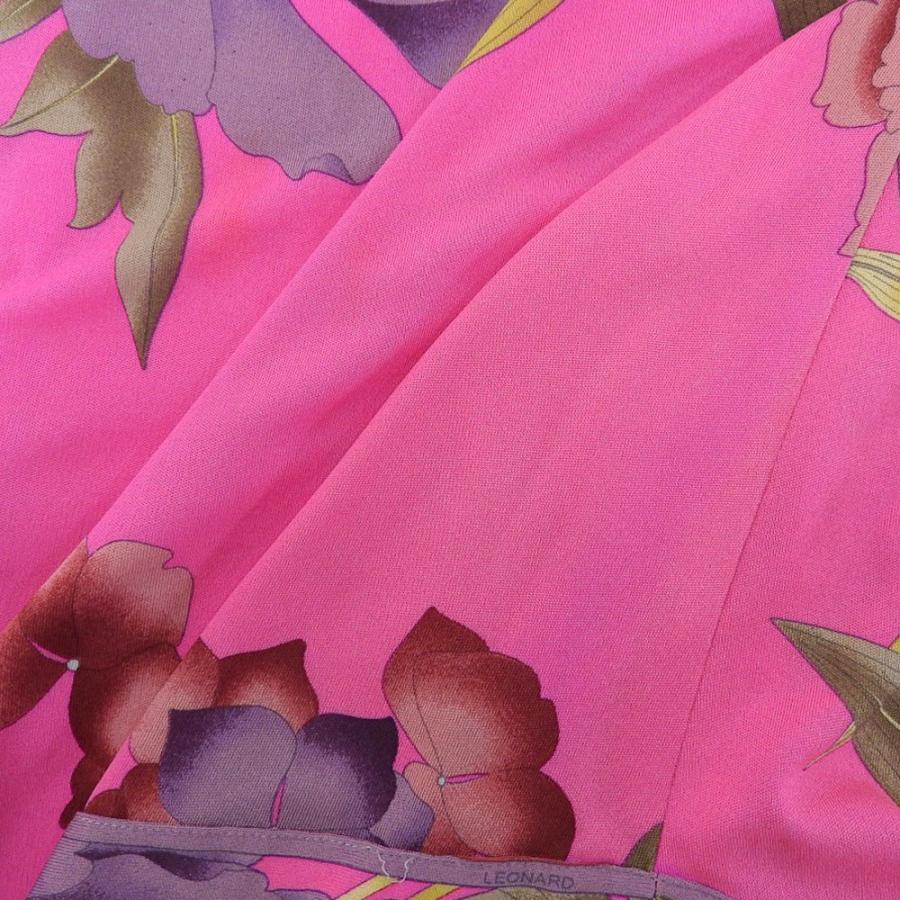 LEONARD レオナール シルク100% フラワープリント ノースリーブ  