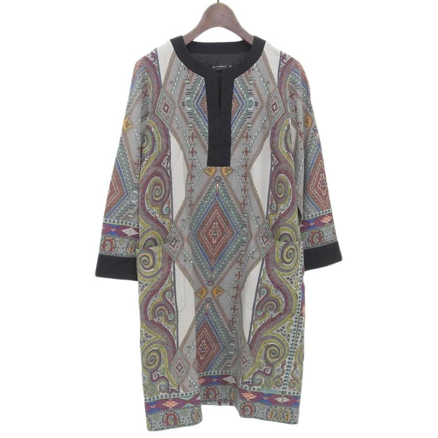 新品　未使用 ETRO エトロ ペイズリー柄 ワンピース 40 イタリア製 ETRO（エトロ） ペイズリー ノーカラーL/S ワンピース レディース