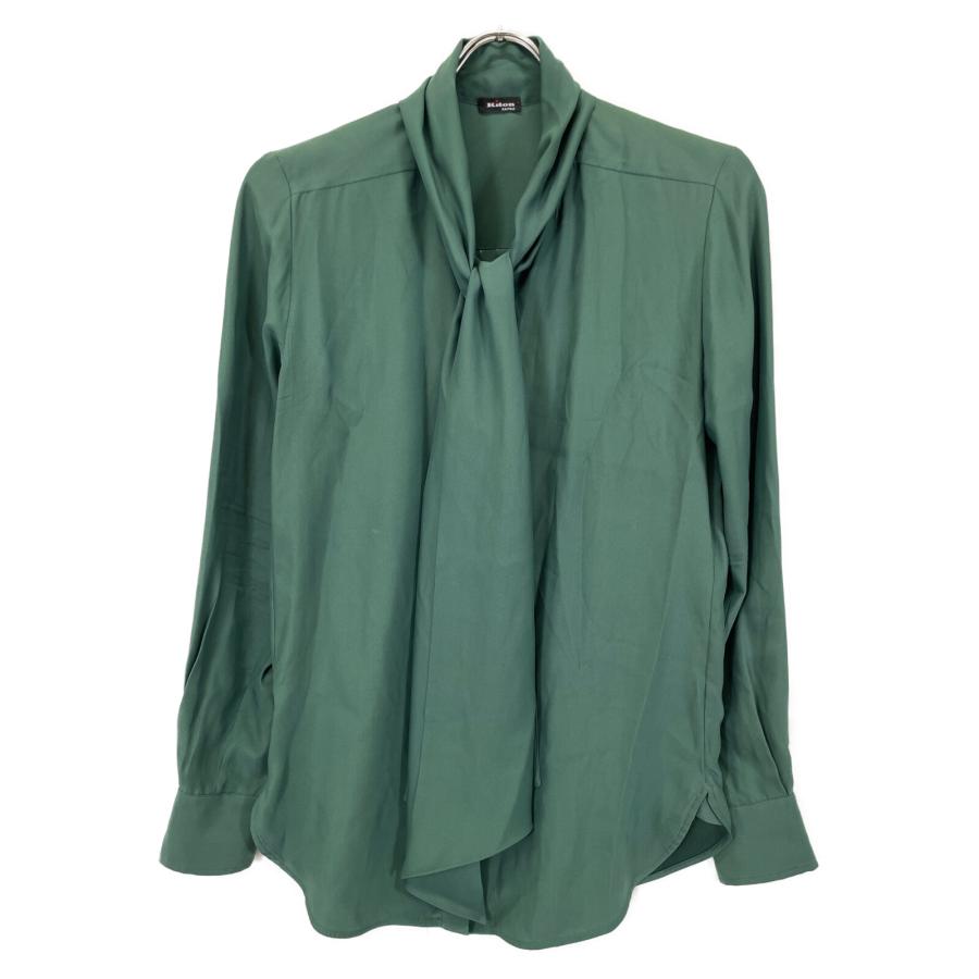 Kiton キートン グリーン シルク ボウタイ シャツブラウス 40 トップス  