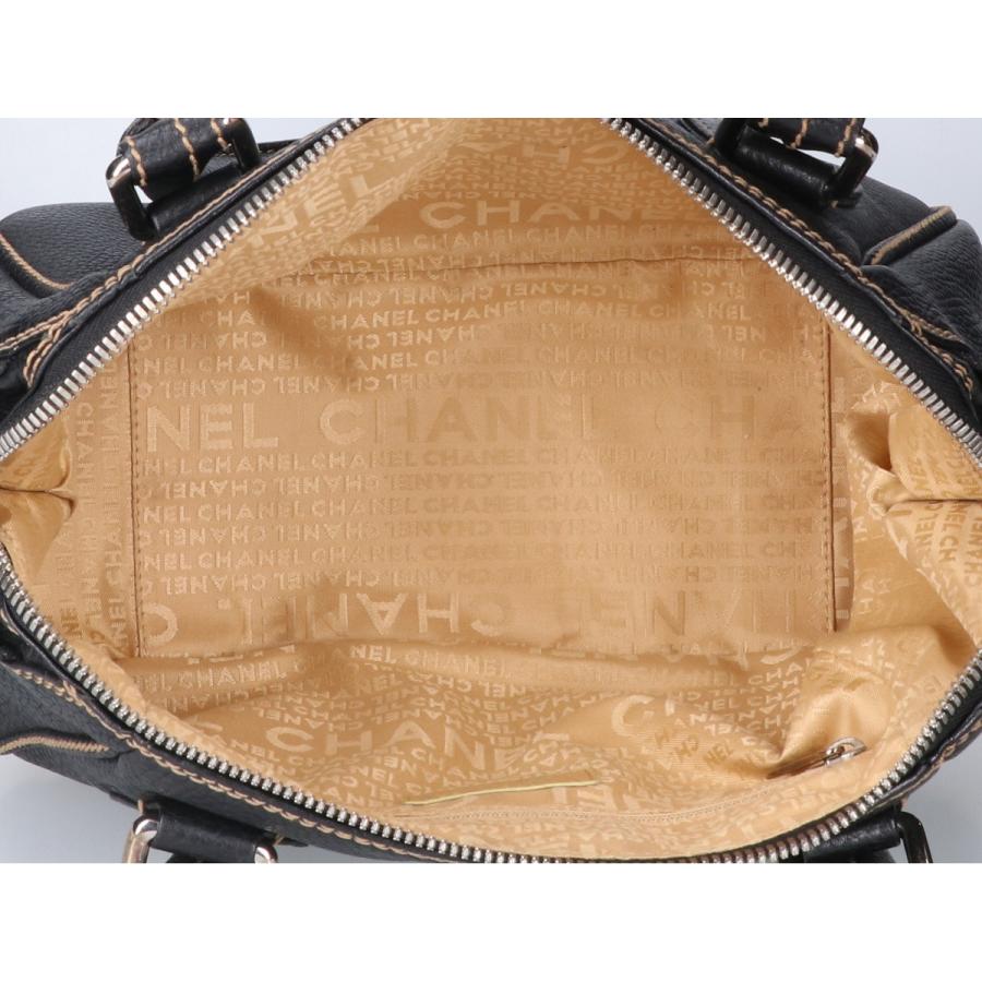 CHANEL（シャネル） フリンジ ロゴ レザー ハンドバッグ ブラック