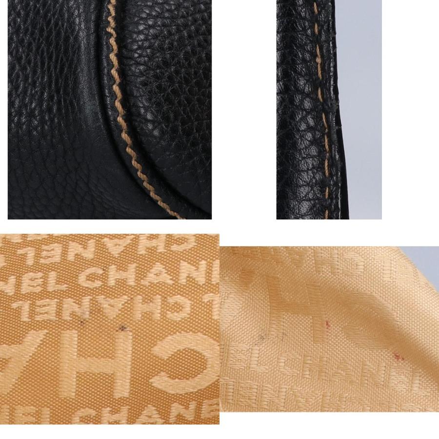 CHANEL（シャネル） フリンジ ロゴ レザー ハンドバッグ ブラック