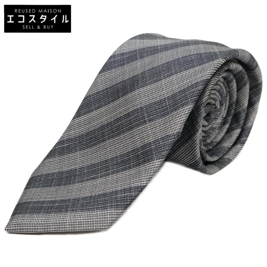 美品 Brioniグレーソリッドネクタイ ブリオーニ シルク100% Brioni（ブリオーニ） 新品同様/ レジメンタル シルク ネクタイ グレー
